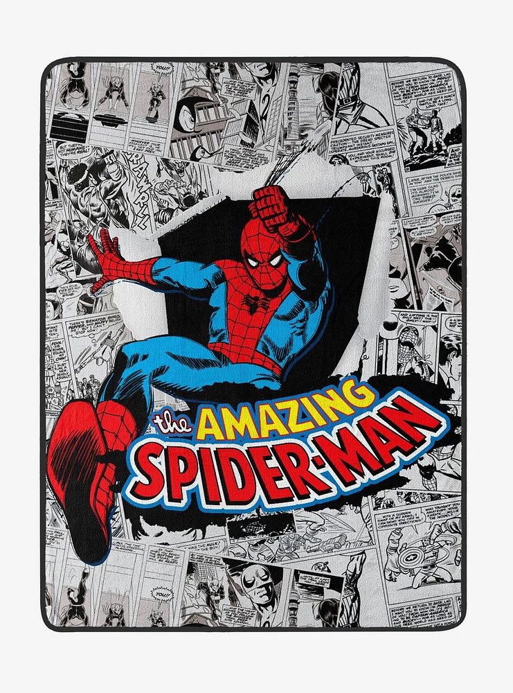 Marvel Spider-Man Old School Spidey Micro Raschel Blanket