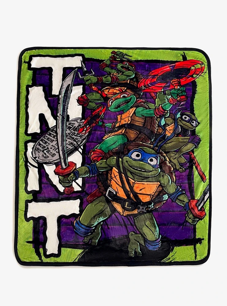 TMNT Mutant Mayhem Turtle Terror Silk Touch Sherpa Blanket