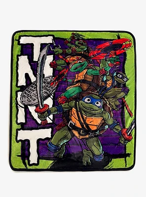 TMNT Mutant Mayhem Turtle Terror Silk Touch Sherpa Blanket