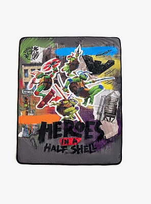 TMNT Mutant Mayhem Collage Silk Touch Sherpa Blanket