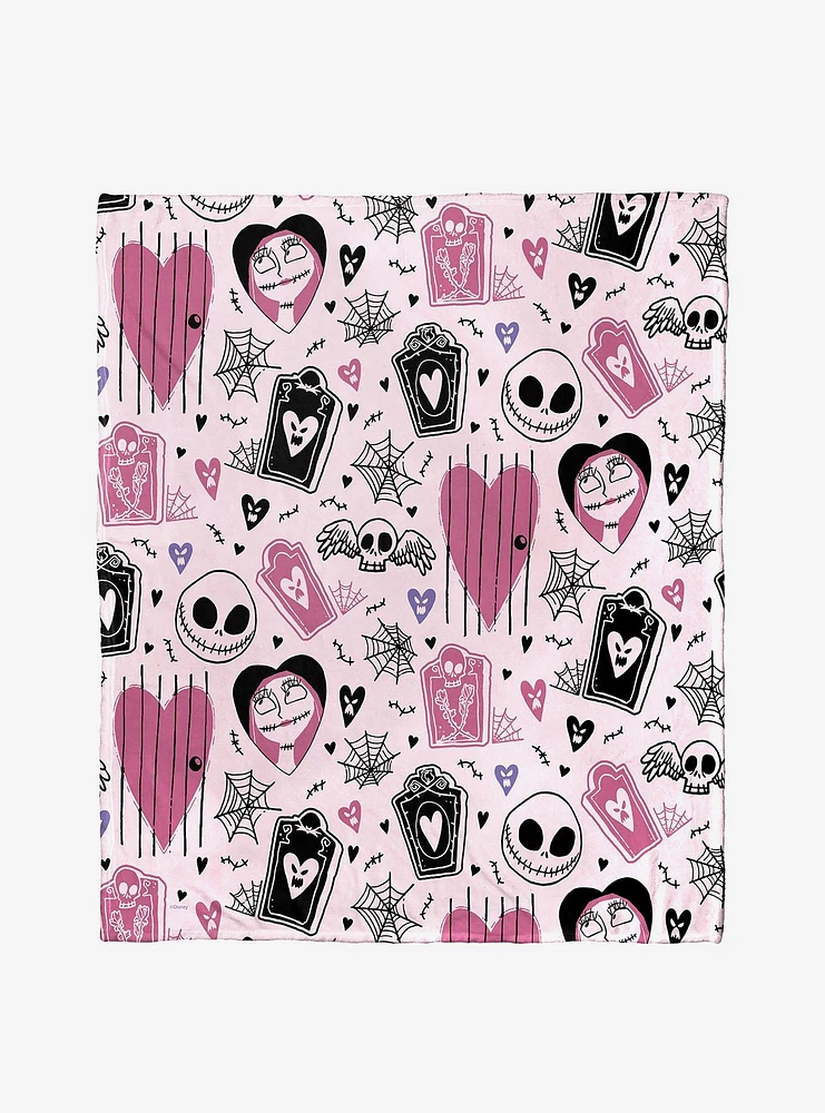 Disney Nightmare Before Christmas Valentines Pattern Silk Touch Blanket