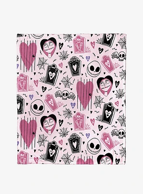 Disney Nightmare Before Christmas Valentines Pattern Silk Touch Blanket