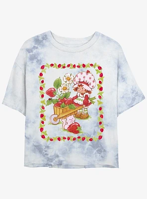 Strawberry Shortcake & Custard Wagon Berries Tie-Dye Girls Crop T-Shirt