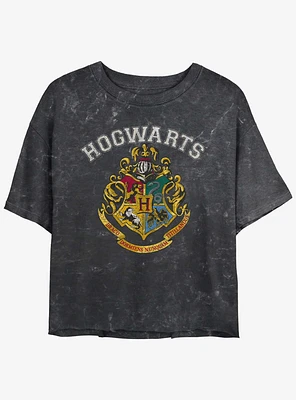 Harry Potter Vintage Logo Mineral Wash Girls Crop T-Shirt