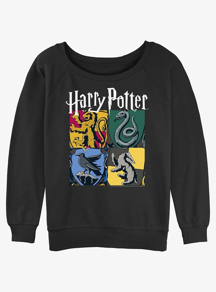 Harry Potter All Houses Girls Slouchy Sweatshirt