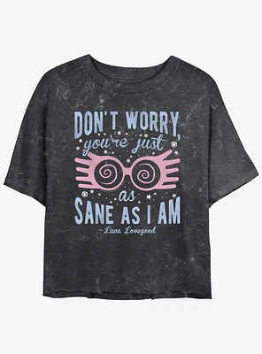 Harry Potter Just As Sane Luna Mineral Wash Girls Crop T-Shirt