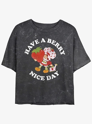 Strawberry Shortcake Have A Berry Nice Day Womens Mineral Wash Crop T-Shirt