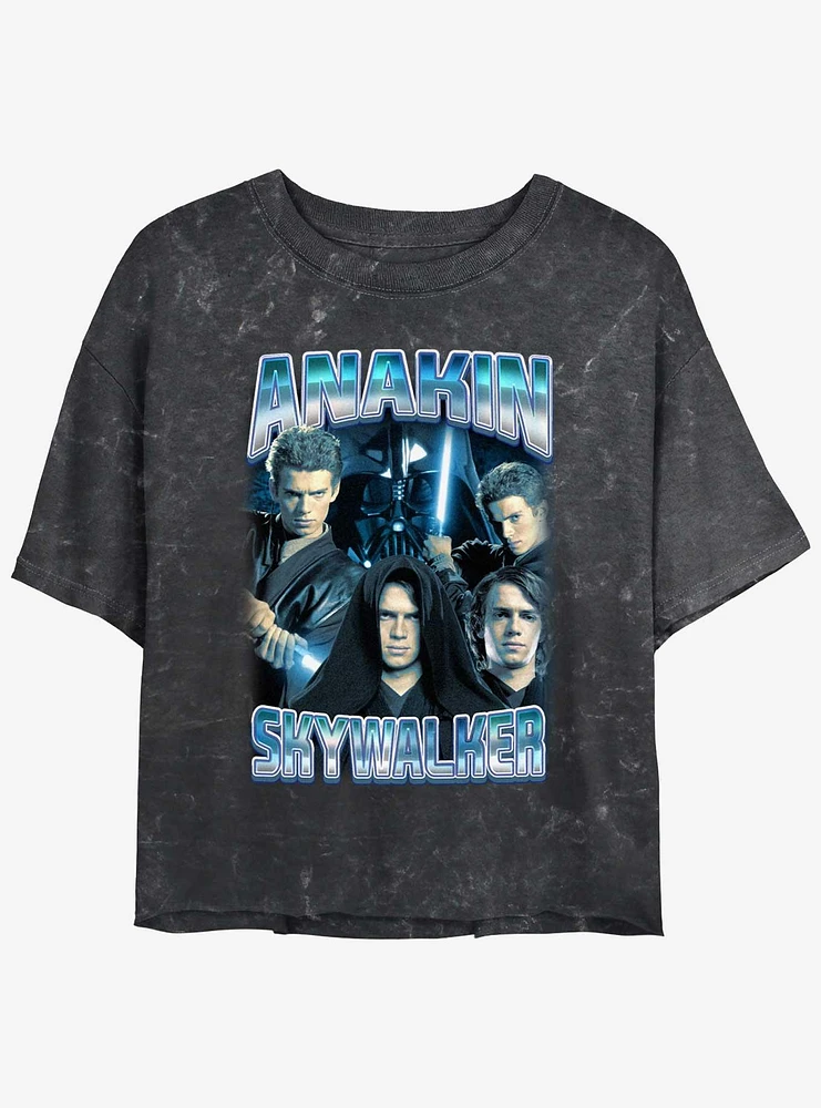 Star Wars The Many Sides Of Anakin Skywalker Womens Mineral Wash Crop T-Shirt