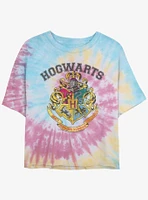 Harry Potter Hogwarts Logo Womens Tie-Dye Crop T-Shirt