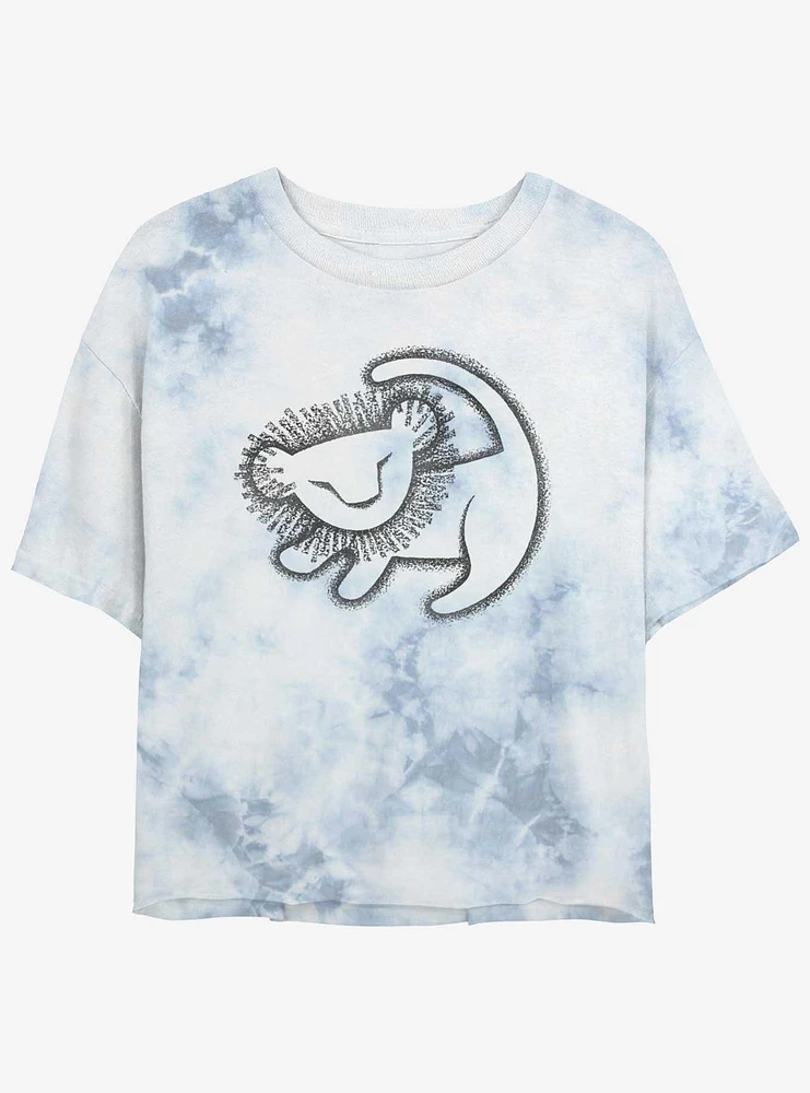 Disney The Lion King Simba Cave Painting Womens Tie-Dye Crop T-Shirt