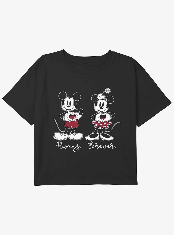 Disney Mickey Mouse Always Forever Youth Girls Boxy Crop T-Shirt