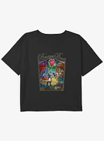 Disney Beauty and the Beast Stained Glass Love Story Youth Girls Boxy Crop T-Shirt
