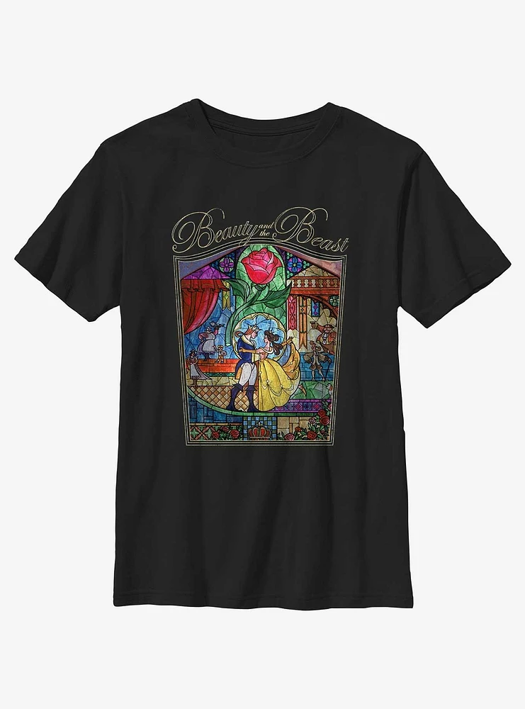 Disney Beauty and the Beast Stained Glass Love Story Youth T-Shirt