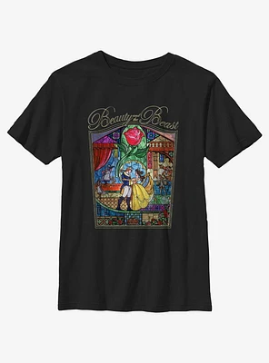 Disney Beauty and the Beast Stained Glass Love Story Youth T-Shirt