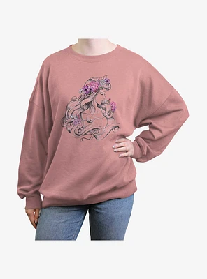 Disney Sleeping Beauty Aurora Blossom Womens Oversized Sweatshirt