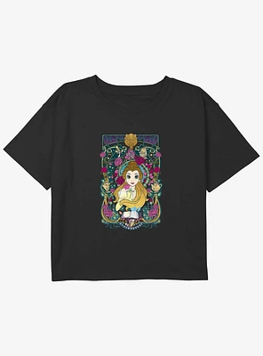 Disney Beauty and the Beast Belle Flowers Youth Girls Boxy Crop T-Shirt