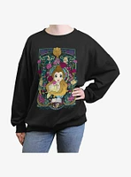 Disney Beauty and the Beast Belle Flowers Womens Oversized Sweatshirt