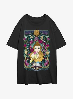 Disney Beauty and the Beast Belle Flowers Womens Oversized T-Shirt