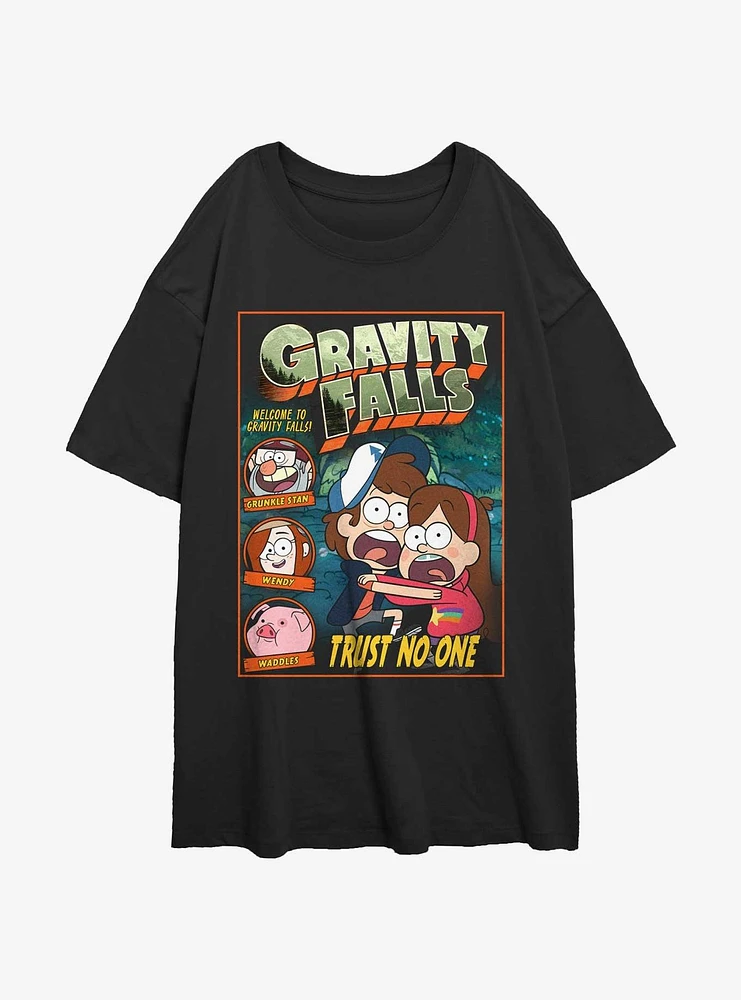 Disney Gravity Falls Trust No One Comic Womens Oversized T-Shirt