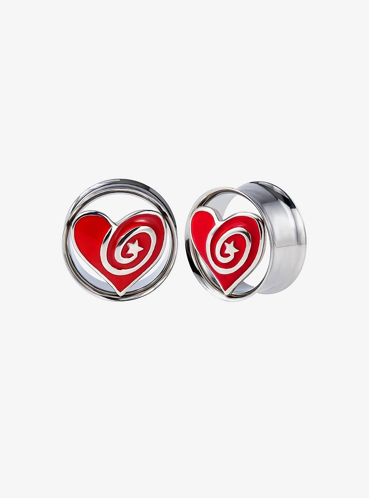 Steel Spiral Heart Tunnel Plug 2 Pack