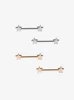 14G Steel Silver & Gold Star Nipple Barbell 4 Pack