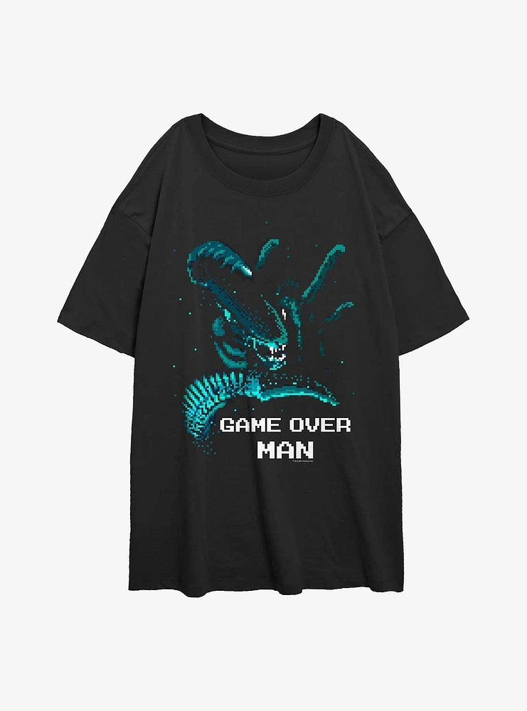 Alien Game Over Man Pixel Girls Oversized T-Shirt