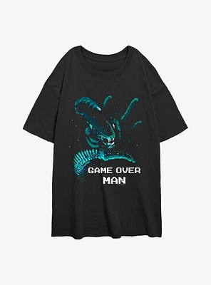 Alien Game Over Man Pixel Girls Oversized T-Shirt