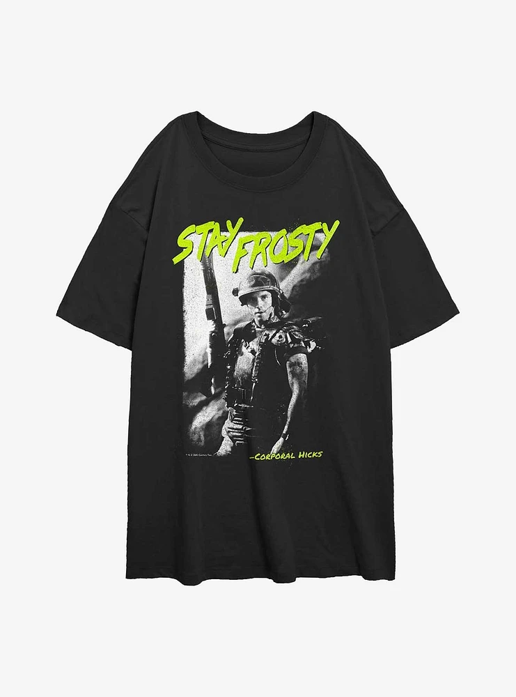 Alien Stay Frosty Corporal Hicks Girls Oversized T-Shirt