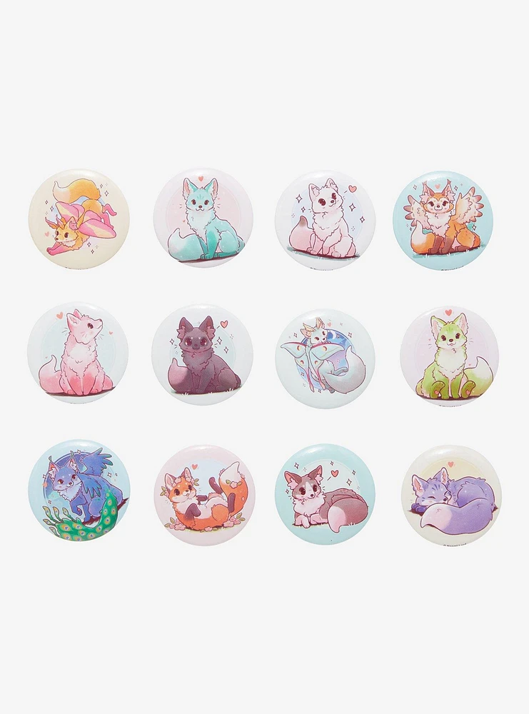 Mystical Fox Blind Box Button 2 Pack By Naomi Lord Art