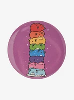 Rainbow Frog Stack 3 Inch Button By TKcreates