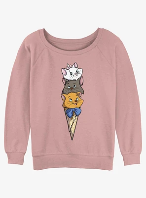 Disney The Aristocats Kitten Ice Cream Stack Girls Slouchy Sweatshirt