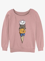 Disney The Aristocats Kitten Ice Cream Stack Girls Slouchy Sweatshirt