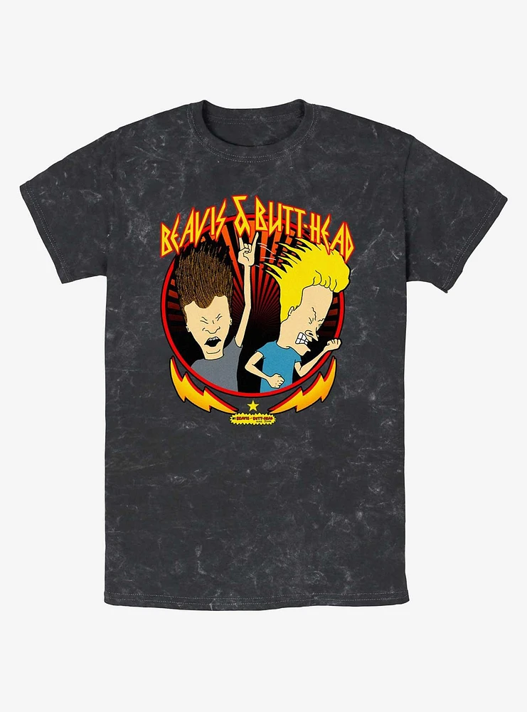 Beavis And Butthead Rock Heads Mineral Wash T-Shirt