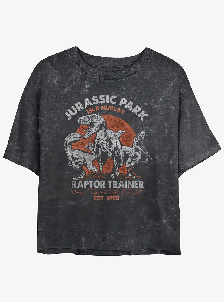 Jurassic Park Raptor Trainer Mineral Wash Girls Crop T-Shirt