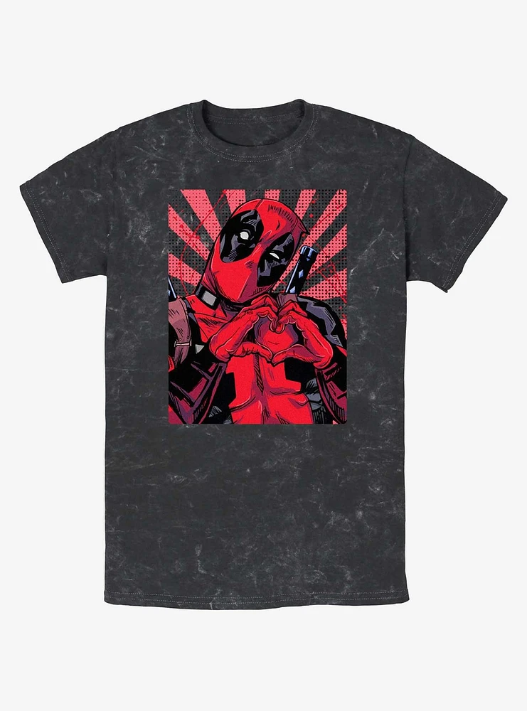 Marvel Deadpool Hand Heart Mineral Wash T-Shirt