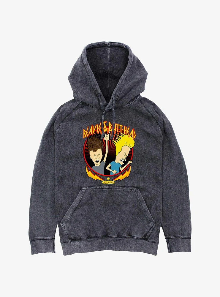 Beavis And Butthead Rock Heads Mineral Wash Hoodie