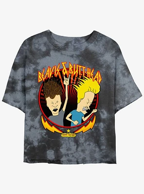 Beavis And Butthead Rock Heads Tie-Dye Girls Crop T-Shirt