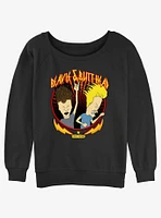 Beavis And Butthead Rock Heads Girls Slouchy Sweatshirt