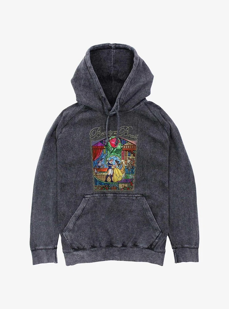 Disney Beauty And The Beast Painted Glass Mineral Wash Hoodie