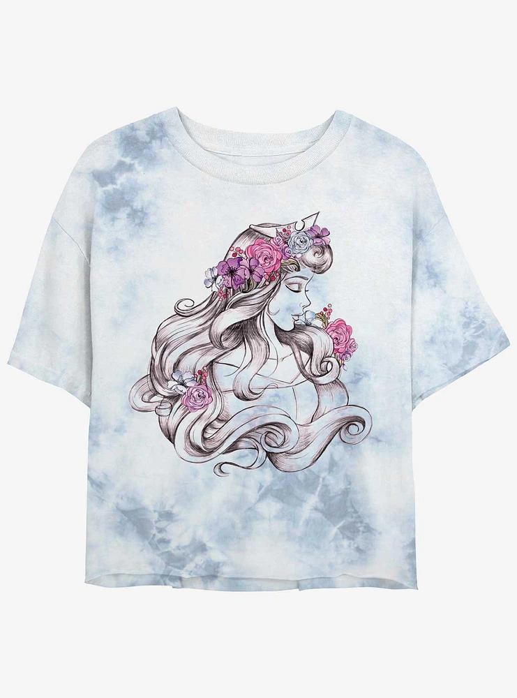 Disney Sleeping Beauty Aurora Blossom Tie-Dye Girls Crop T-Shirt