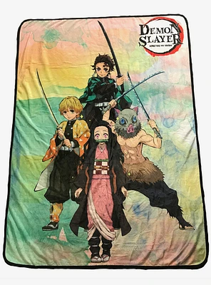 Demon Slayer: Kimetsu No Yaiba Watercolor Throw Blanket