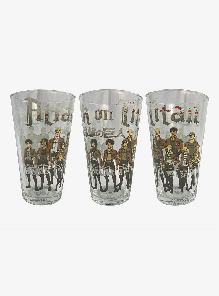 Attack On Titan Title Group Pint Glass Set