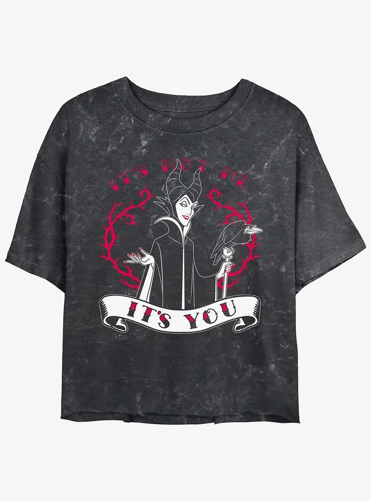 Disney Villains Maleficent It's Not Me You Womens Mineral Wash Crop T-Shirt