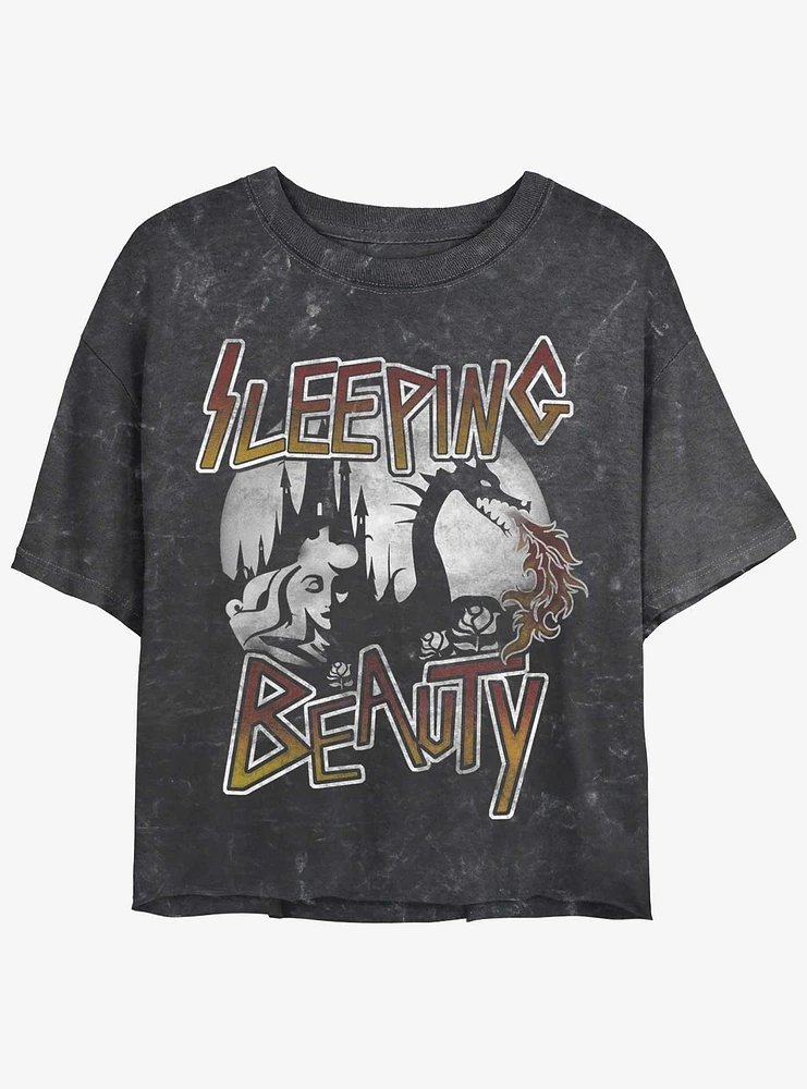 Disney Sleeping Beauty Sleep Womens Mineral Wash Crop T-Shirt