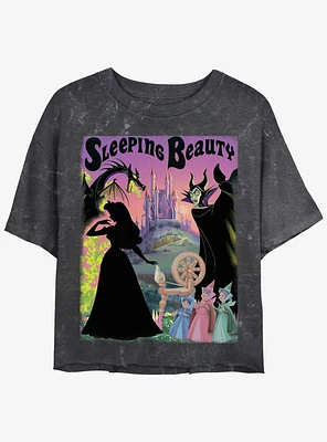 Disney Sleeping Beauty Poster Womens Mineral Wash Crop T-Shirt