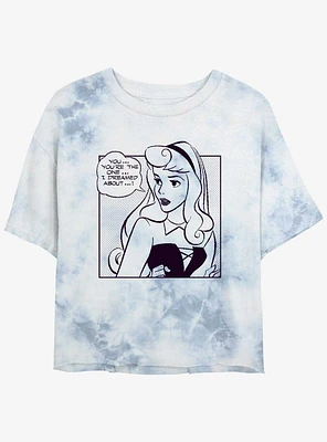 Disney Sleeping Beauty Aurora Comic Womens Tie-Dye Crop T-Shirt