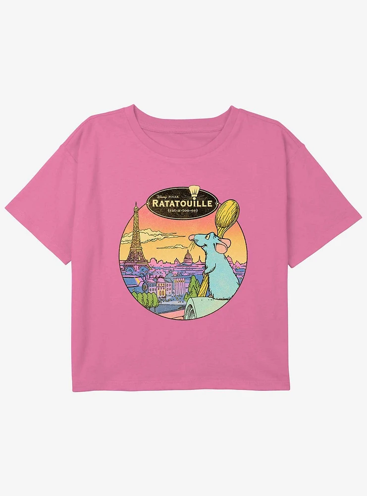 Disney Pixar Ratatouille Le Rat Parisian Youth Girls Boxy Crop T-Shirt