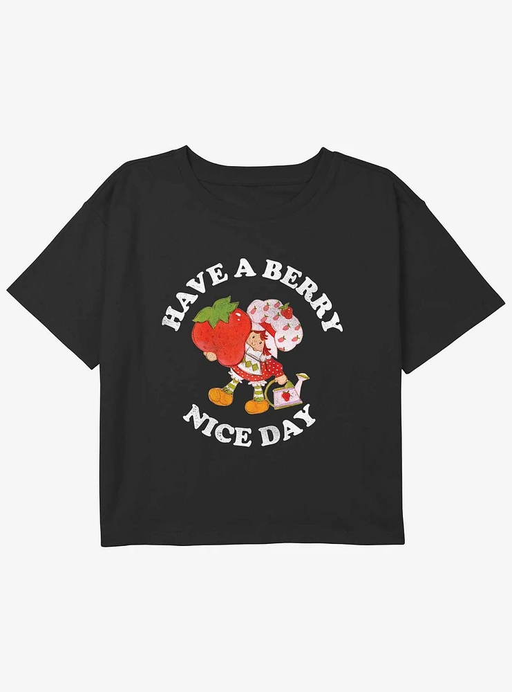 Strawberry Shortcake Have A Berry Nice Day Youth Girls Boxy Crop T-Shirt