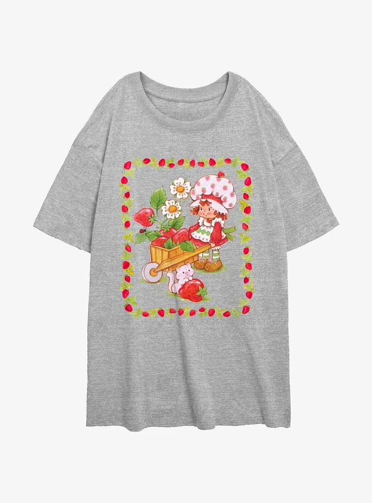 Strawberry Shortcake Wagon Of Berries Womens Oversized T-Shirt