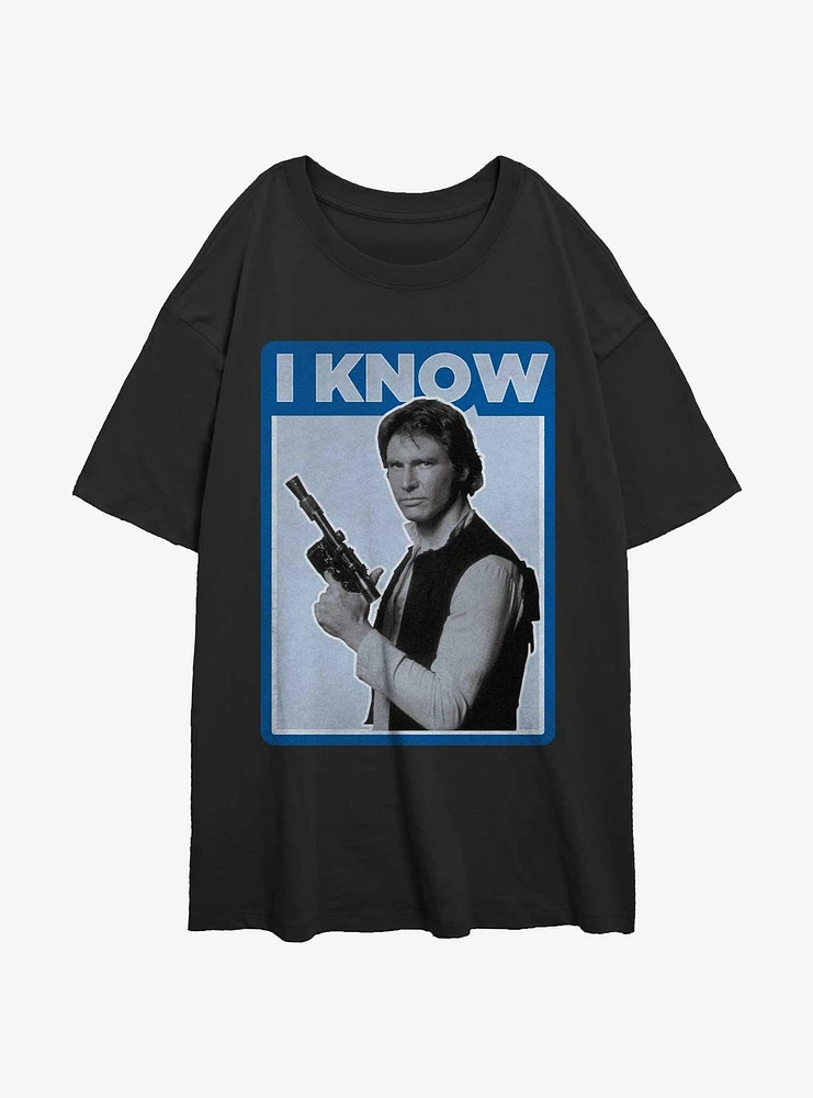 Star Wars Han Solo I Know Womens Oversized T-Shirt